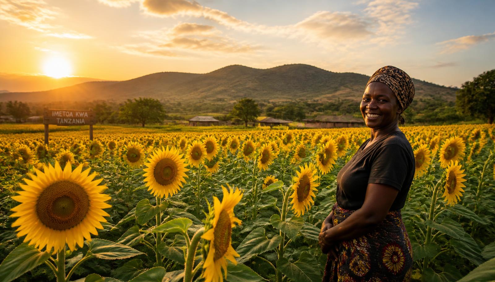Sunflower field at golden hour, source of Agritaste's Marshu cooking oil