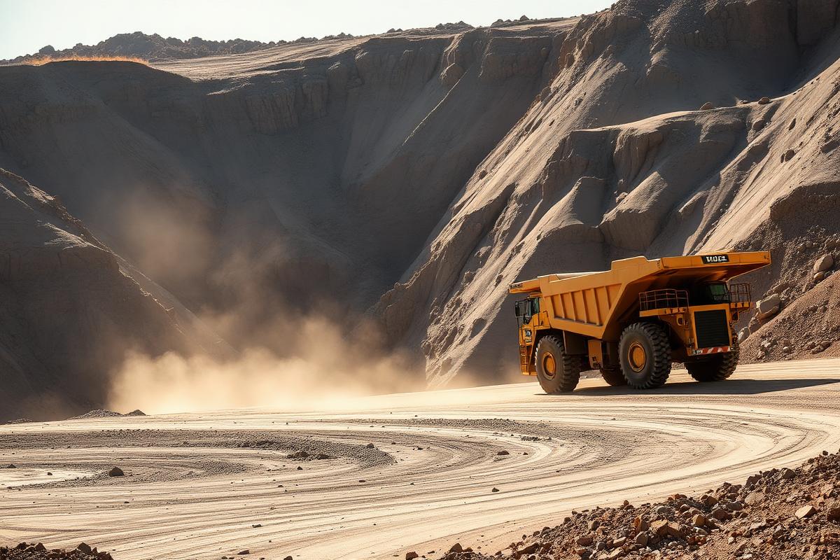 Haul truck working an open-pit mining site